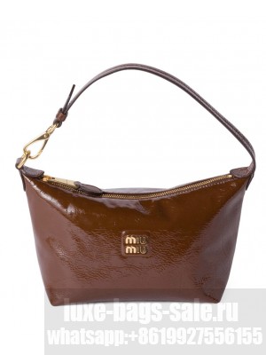 Miumiu Naplak Patent Leather Pouch 5NE841 Coffee