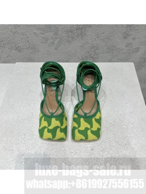 BOTTEGA VENETA HEEL 9CM STRETCH HAND-CROCHETED WAVY TRIANGLE SANDALS GREEN 2022 Collection