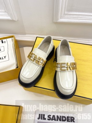 FENDI Fendigraphy White leather loafers