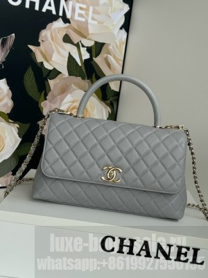Chanel LARGE FLAP BAG WITH TOP HANDLE A92991 gray