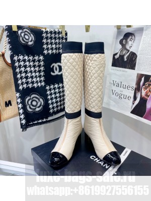 Chanel Quilted Nylon and Patent Calfskin High Boots 2021 Collection,084