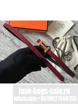 Hermes Width 1.3cm Reversible Leather Constance H Buckle Belt Date Red/Pink Gold