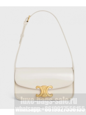CELINE SHOULDER BAG TERENCE IN PATENT CALFSKIN 118313 white