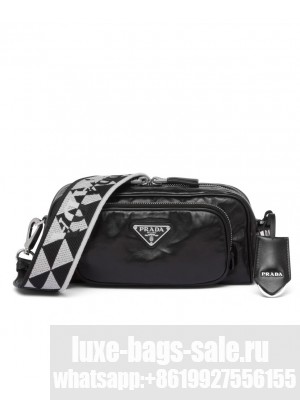 Prada Nappa Antique Leather Multi-pocket Shoulder Bag 1BH198 Black