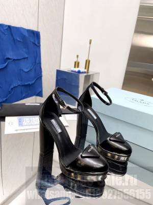 Padded Heel 12CM Platform 7CM Black sandals