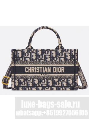 Mini Dior Book Tote Blue Dior Oblique Embroidery S5573C