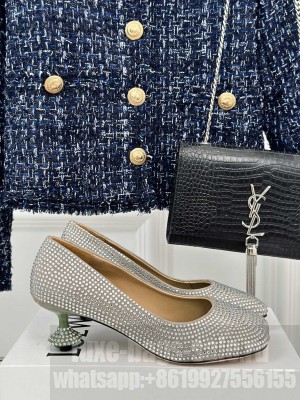 Loewe Toy pump in suede and allover rhinestones Gray