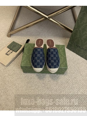 Gucci GG Matelassé Canvas Espadrilles Slippers Denim 2021 Collection 