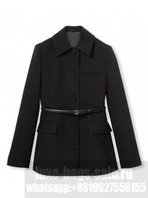 Gucci Women's Wool Crepe Jacket Black