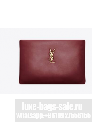 SAINT LAURENT CALYPSO SMALL POUCH IN LAMBSKIN 765025 ROUGE MERLOT