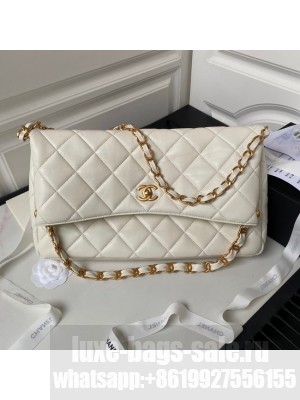 Chanel Shoulder Bag Lambskin & Gold-Tone Metal AS4777 white
