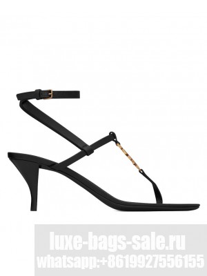 Saint Laurent Women's Cassandra Sandals In Smooth Leather Black