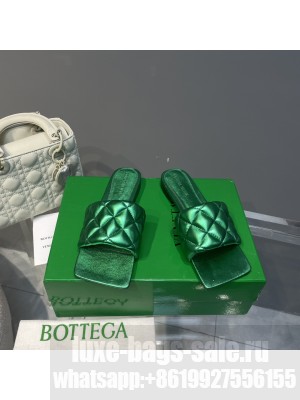 BOTTEGA VENETA Intreccio metallised leather Lido Flat Sandal Green