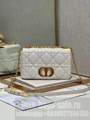 MEDIUM DIOR CARO BAG Supple Cannage Calfskin M9242U white&gold