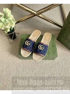 Gucci GG Matelassé Canvas Espadrilles Slippers Denim 2021 Collection 
