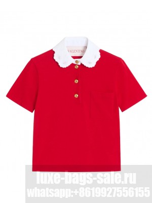 Valentino Women's Embroidered Cotton Sweatshirt Red