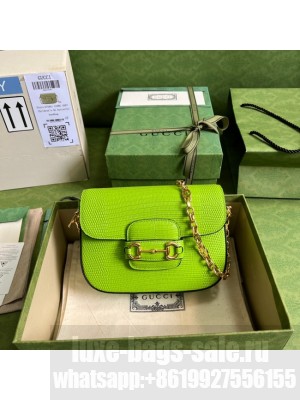 Gucci Horsebit 1955 lizard mini bag 675801 Fluorescent green