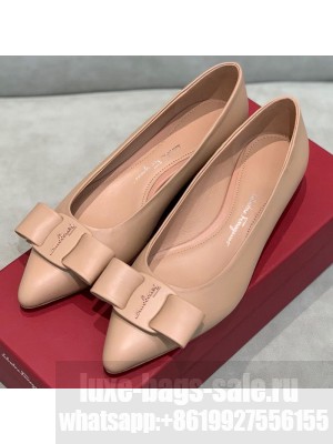 Salvatore Ferragamo Viva Lambskin Bow Flat Ballerinas/Wedge Pumps Pink Spring/Summer 2021 Collection