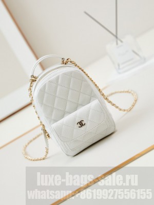 Chanel MINI BACKPACK AP3753 Grained Calfskin & Gold-Tone Metal white