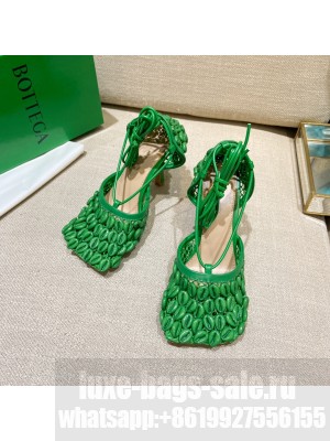 Bottega Veneta Mesh and Lambskin Stretch Sandals Spring/Summer 2022 Collection,Green