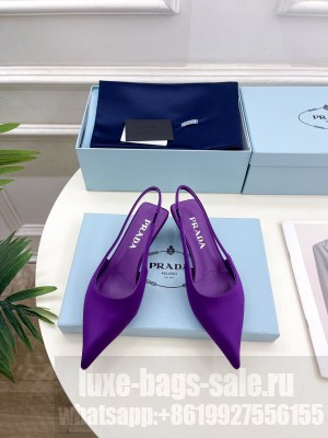 Prada Varnished heel with logo height 35 mm Slingbacks Sandals Purple