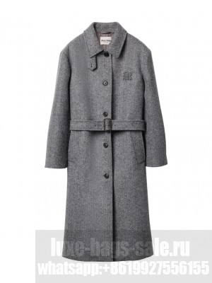 Miumiu Women's Single-breasted Chevron Coat Gray