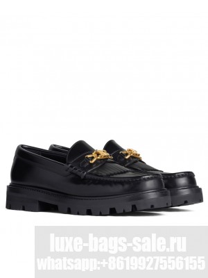Celine Women's Margaret Loafer With Triomphe Chain In Polished Bull Black