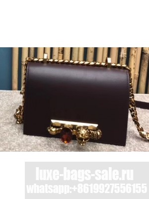 Alexander Mcqueen Small Jewelled Satchel Bag Smooth Calf Leather Burgundy