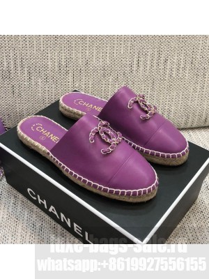 Chanel Chain CC Lambskin Espadrilles Mules Purple Spring/Summer 2021 Collection