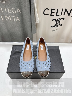 Alaïa SUEDE RIVET BALLET FLATS BLUE