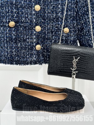 Loewe Toy ballerina in suede and allover rhinestones All Black