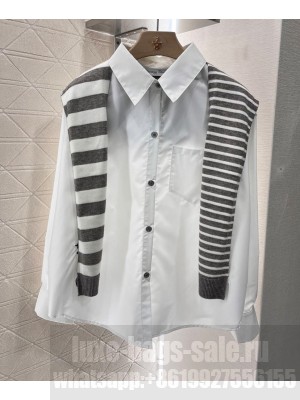 Christian Dior Women's Fake Two Piece Shirt Gray