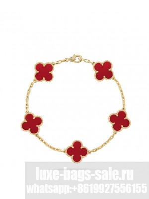 Van Cleef & Arpels Women's Vintage Alhambra Bracelet, 5 Motifs Red