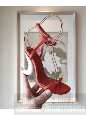 Givenchy Triple toes sandals in leather with white horn heel orange