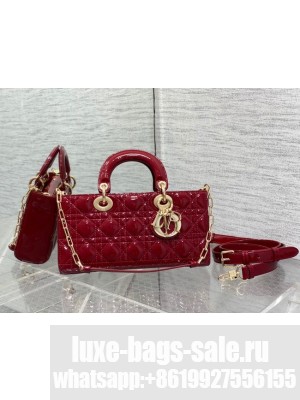 MEDIUM LADY D-JOY BAG Patent Cannage Calfskin M0540ON RED