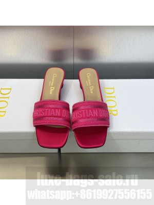 Dior Dway Heeled Slide Sandals 4cm in Cotton Embroidered 2023 Collection 037