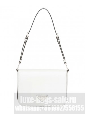 Prada Brushed leather shoulder bag 1BD308 White