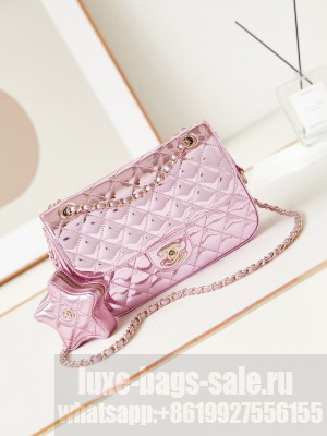 Chanel 24C Original Leather Flap Bag & Star Coin Bag AS4648 Pink
