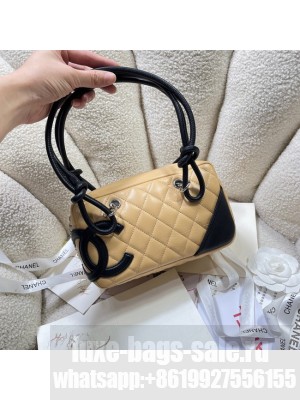 Chanel Sheepskin TOP HANDLE BAG AS8012 Apricot&black