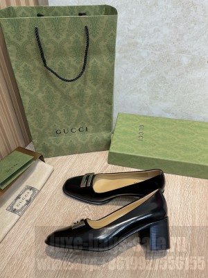 Gucci 55mm Vintage GG Wood Heel Black Pumps 2022 Collection