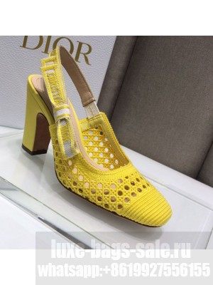 Dior x Moi Slingback Pumps 9cm in Yellow Cannage Embroidered Mesh Spring/Summer 2021 Collection