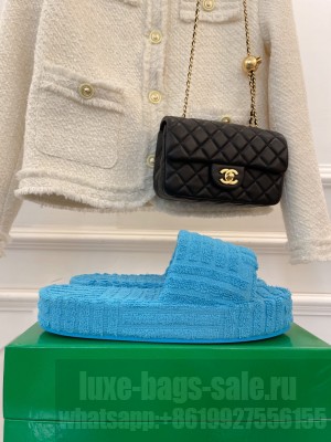 Bottega Veneta Unisex Resort Sponge Towel Slides Sandals 2022 Collection,Light Blue