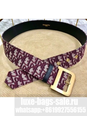Dior Width 5cm Oblique Jacquard Canvas Diorquake Belt Burgundy