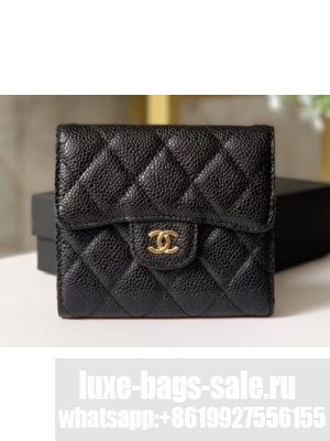 Chanel Classic Small Flap Wallet 31528 AP0231 Grained Calfskin Black/Gold