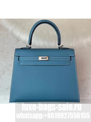 Hermes Kelly 25cm Bag in Original Epsom Leather Sky Blue