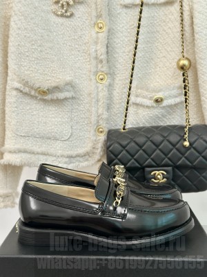 Chanel Calfskin  G45785 Loafers with Charm Black 2024 