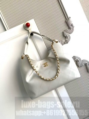 CHANEL Hobo Bag Lambskin AS5978 white