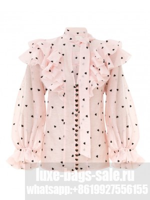 Zimmermann Women's Crush Embroidered Blouse Pink