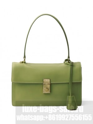 Prada Soft Sound Medium Leather Shoulder Bag 1BN023 Green