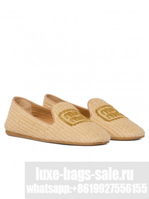 Miumiu Women's Raffia-effect Woven Fabric Slippers Cream
